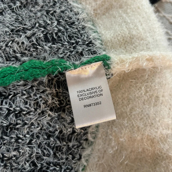 33 Degrees Elf Sweater Dress size L. Green and White Stripes with Red Bow - Picture 6 of 6